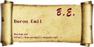 Beros Emil névjegykártya